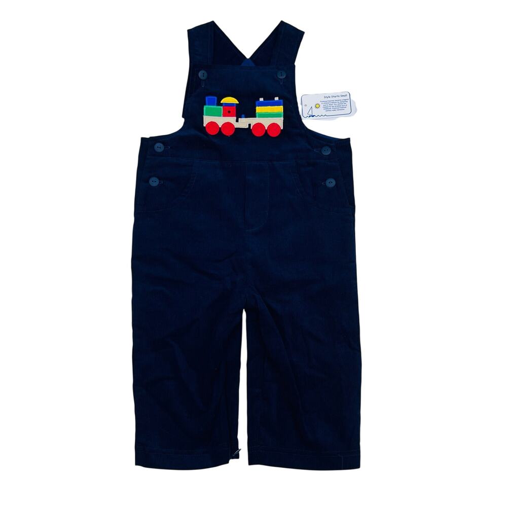 NWT Florence Eiseman 18M Corduroy Longall with Train in Navy Blue